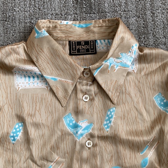 Vintage Fendi Jeans Roma Button Down Brown - Picture 9 of 10